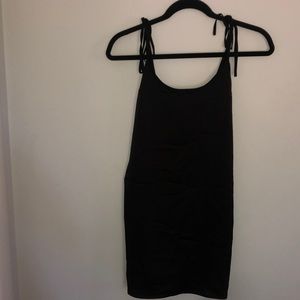 black slip dress